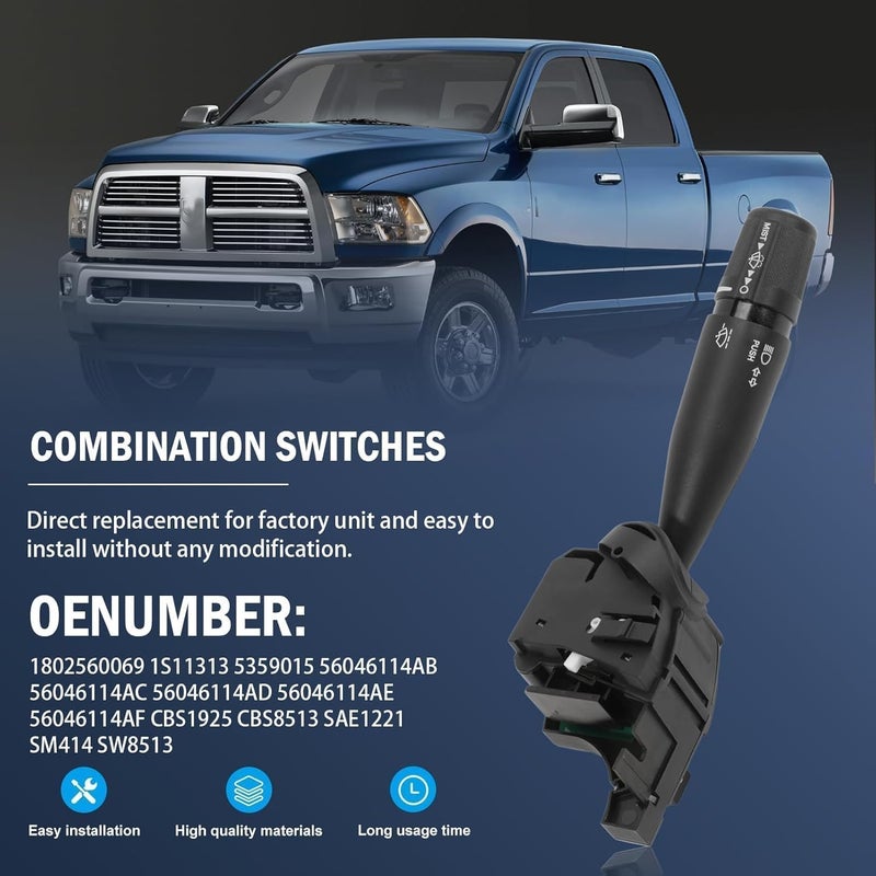 Gaogsiy Turn Signal Multifunction Switch fits 2011-2021 Ram 1500 Truck 2500 Truck 3500 Truck 1500 Classic ，Combination Switch Replaces 56046114AB 1S11313 CBS1925 - Image 2